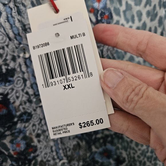 This is a Johnny Was Biya embroidered silk blouse in a blue and gray leopard XXL - Picture 2 of 12